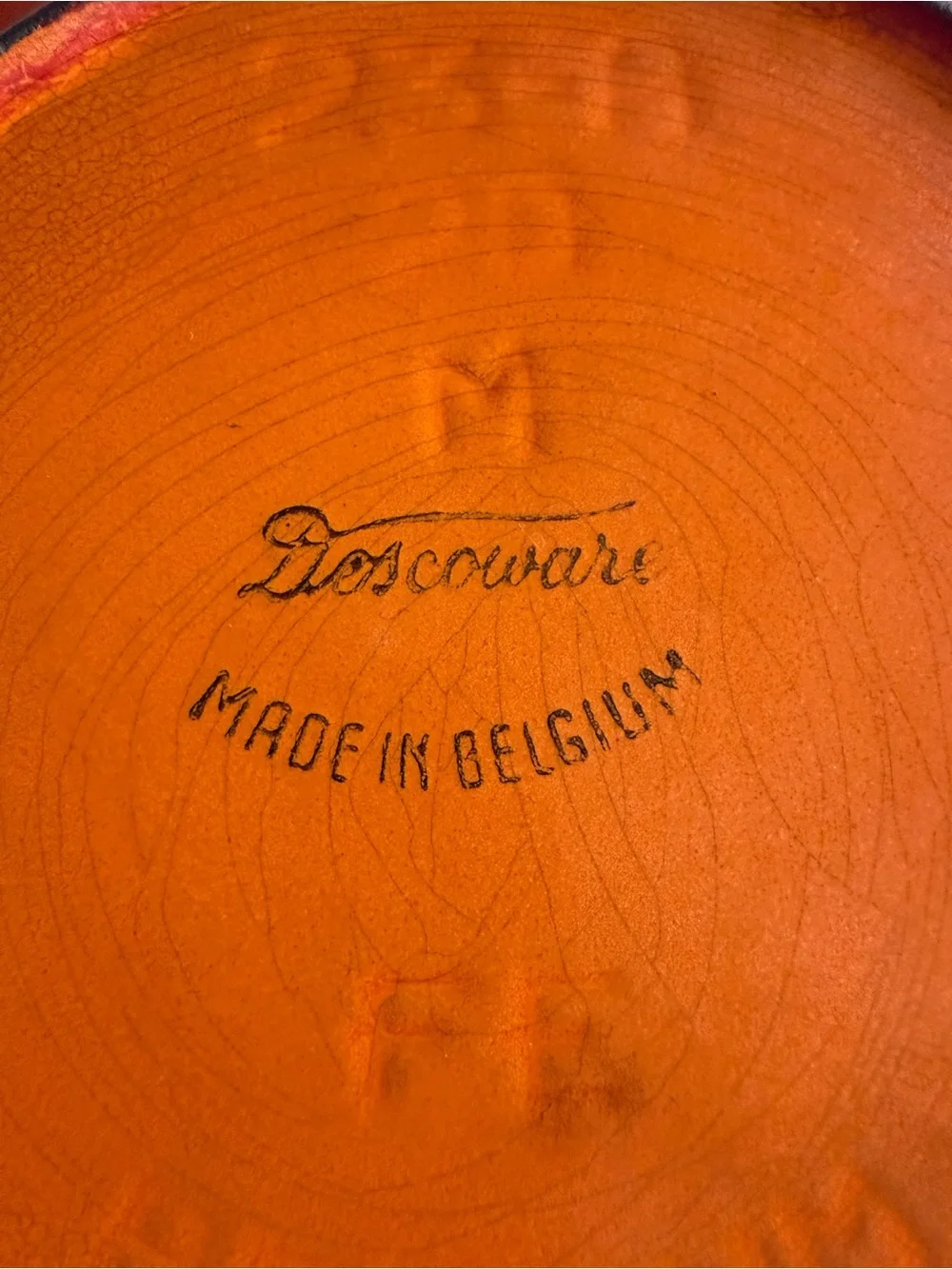 Descoware Flame Orange Vintage Frying Pan with Wooden Handle - Made in Belgium